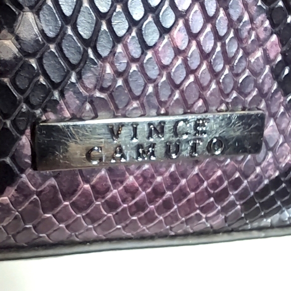 Vince Camuto Genuine Snake Embossed Leather Purple/Black   Emely Tote Bag. - Picture 4 of 15